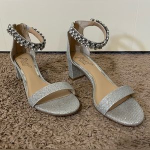 Jewel Badgley Mischka Bradley silver heel